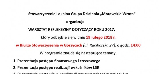 Warsztat refleksyjny dotyczący roku 2017
