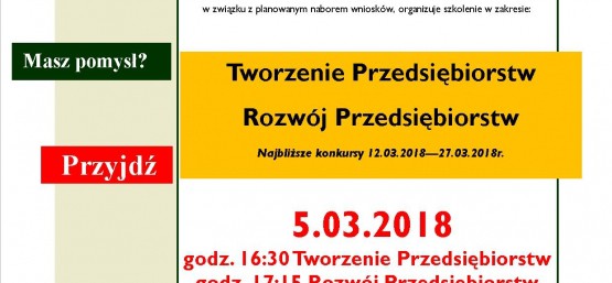 Szkolenie dla Przedsiębiorców UWAGA zmiana godzin!