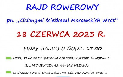 „ZIELONYMI ŚCIEŻKAMI MORAWSKICH WRÓT” - ZAPRASZAMY NA RAJD ROWEROWY